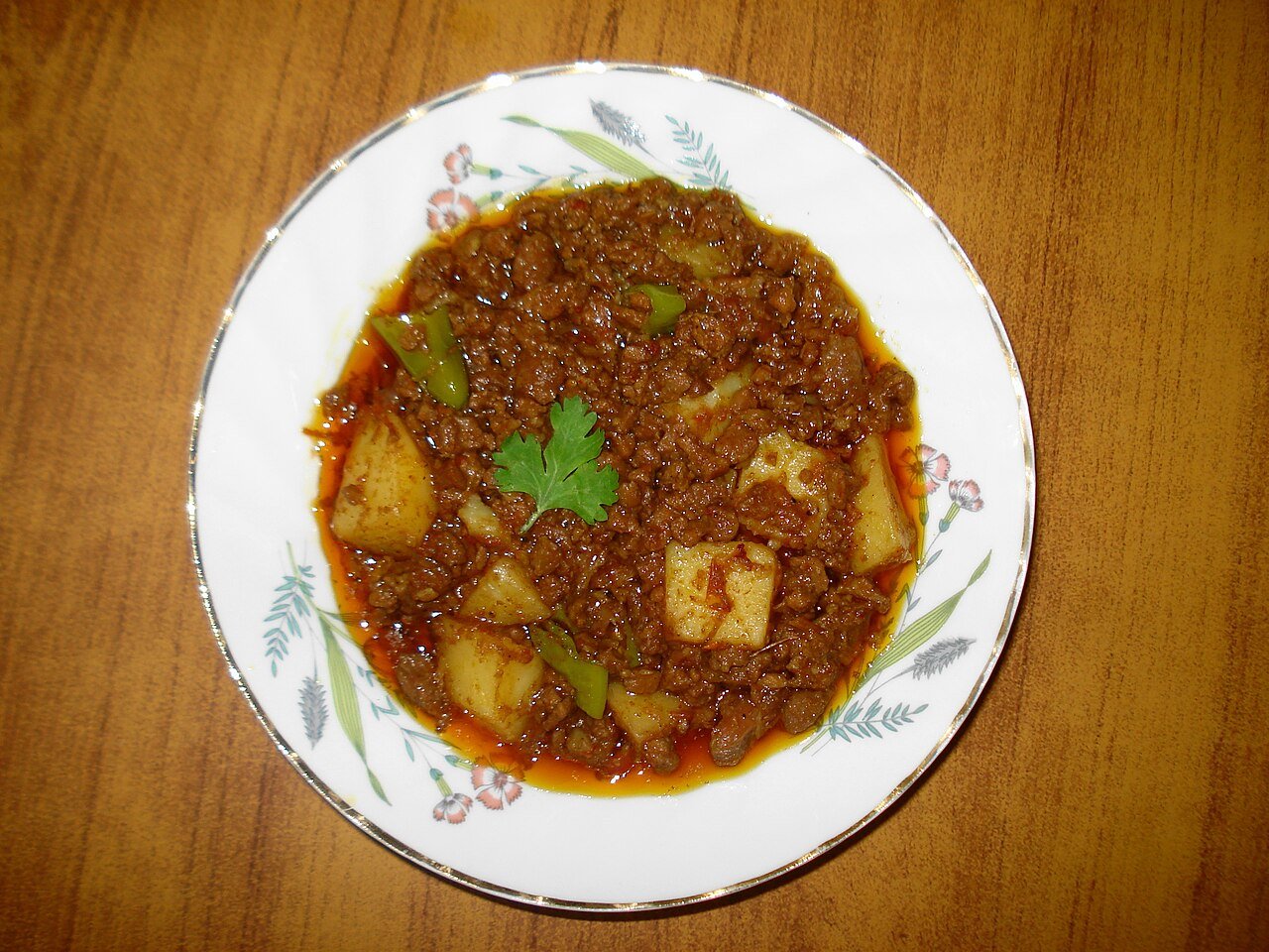 Representative photograph of Aloo Keema.