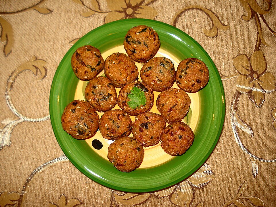Representative photograph of pan-fried chickpea falafel