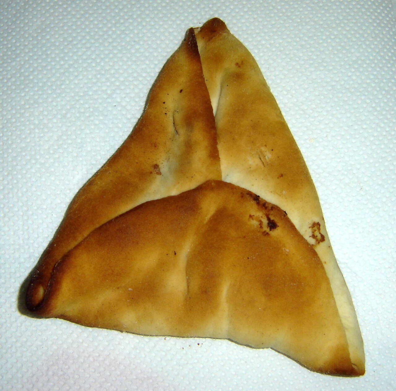 Representative photograph of Sfeeha. The photograph shows closed triangular sfeeha; this draft makes open meat-topped rounds.